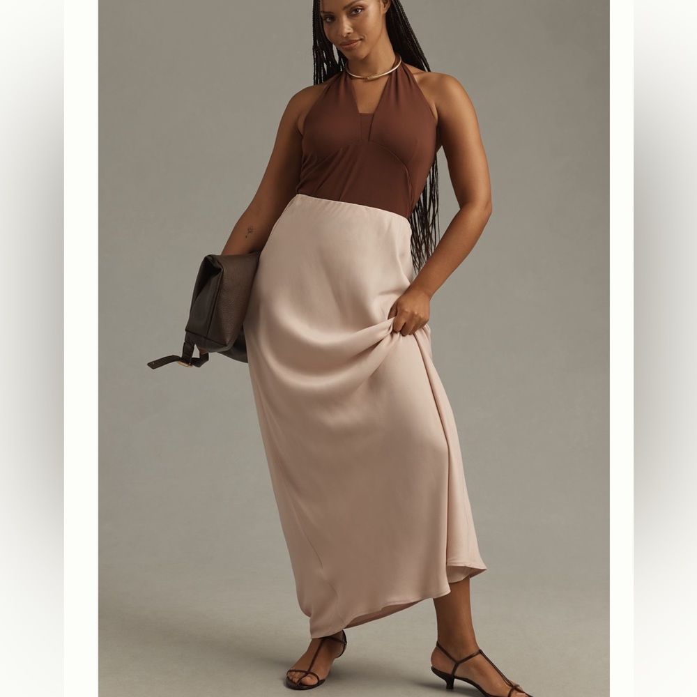 Nwt anthro the tilda Cream pink Maxi Skirt
